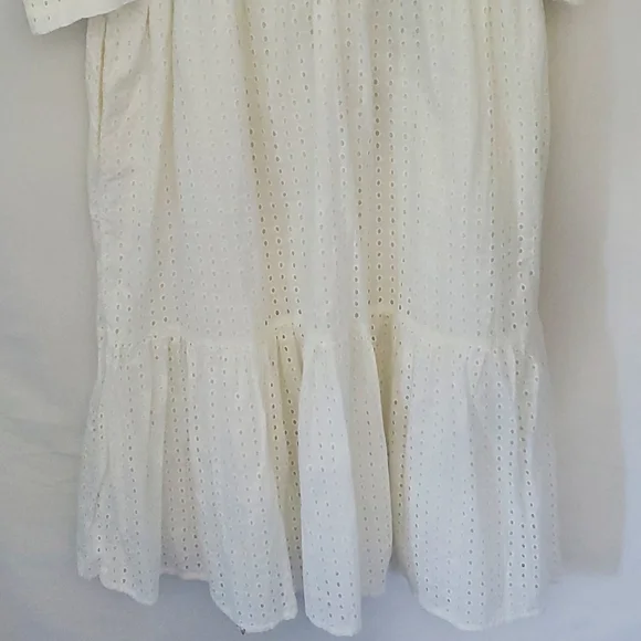 A New Day White Eyelet Puff Sleeve Midi Dress Cotton Ruffles Tiered Size XXL - Picture 6 of 15